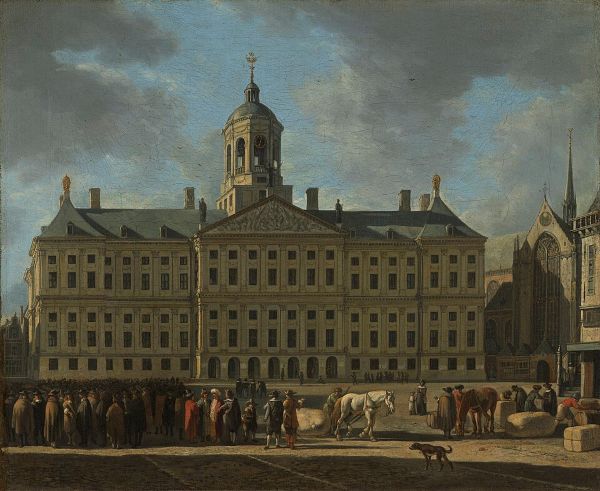 Amsterdam in de 17de eeuw.

Gerrit Berkheyde, Het stadhuis op de Dam in Amsterdam, 1672, Amsterdam, Rijksmuseum