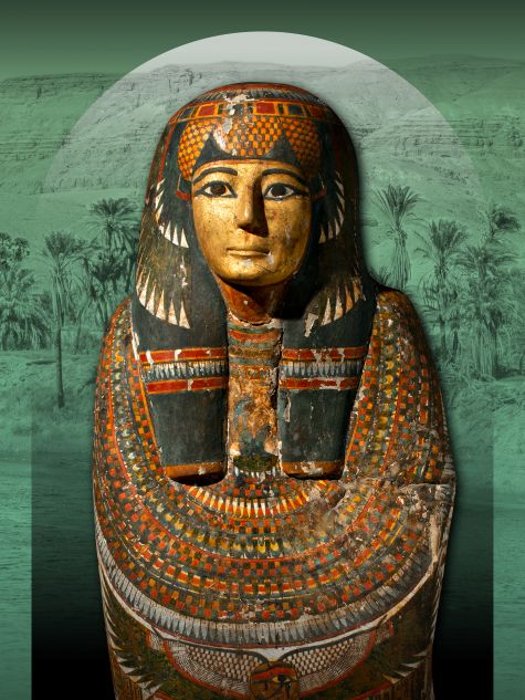 Het Oude Egypte ontdekt.

Mummiehuls van Panesy (campagnebeeld), ca. 950-750 v. C., Leiden, Rijksmuseum van Oudheden. 