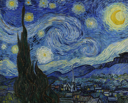 Vincent van Gogh, De sterrennacht (Cypressen en dorp), 1889, New York, Museum of Modern Art